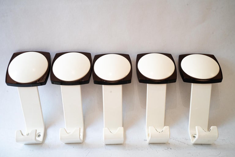 5x iron and lucite wall hooks vienna around 1950s