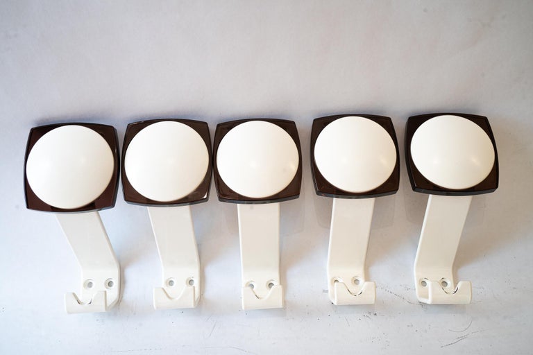 5x iron and lucite wall hooks vienna around 1950s