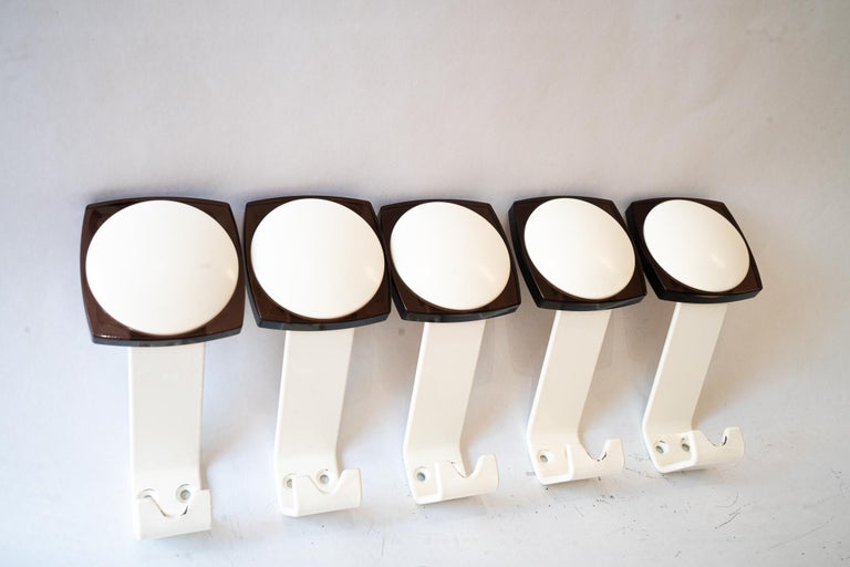 5x iron and lucite wall hooks vienna around 1950s
