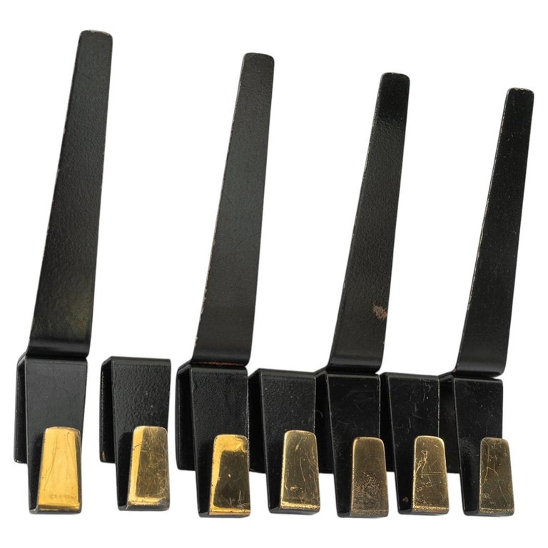 7x wall hooks blackbrass vienna around 1960s