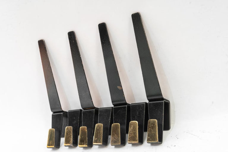 7x wall hooks blackbrass vienna around 1960s