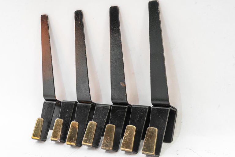 7x wall hooks blackbrass vienna around 1960s