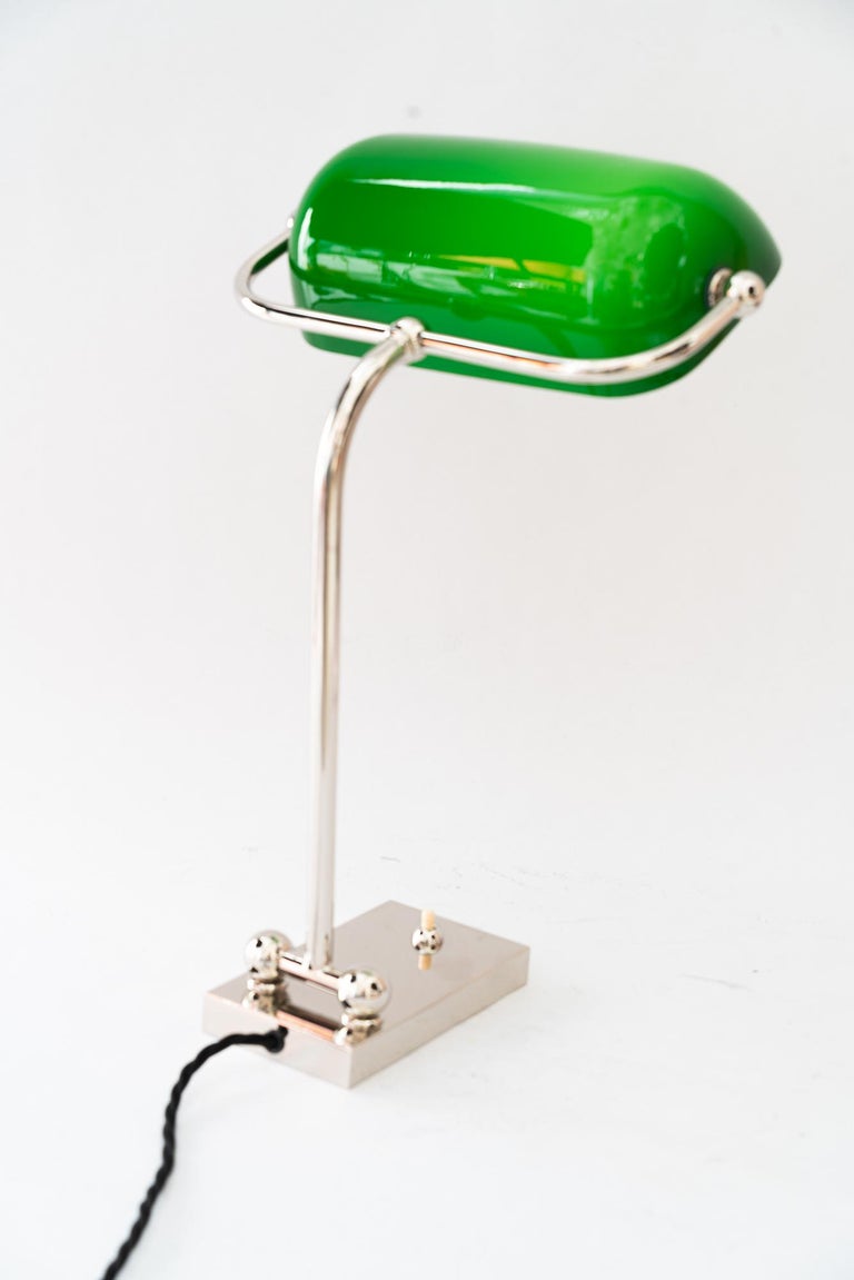 Adjustable nickel-plated art deco banker lamp vienna around 1920s