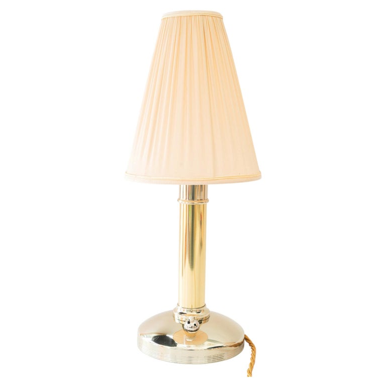 Art Deco alpacabrass table lamp with fabric shade vienna around 1920s