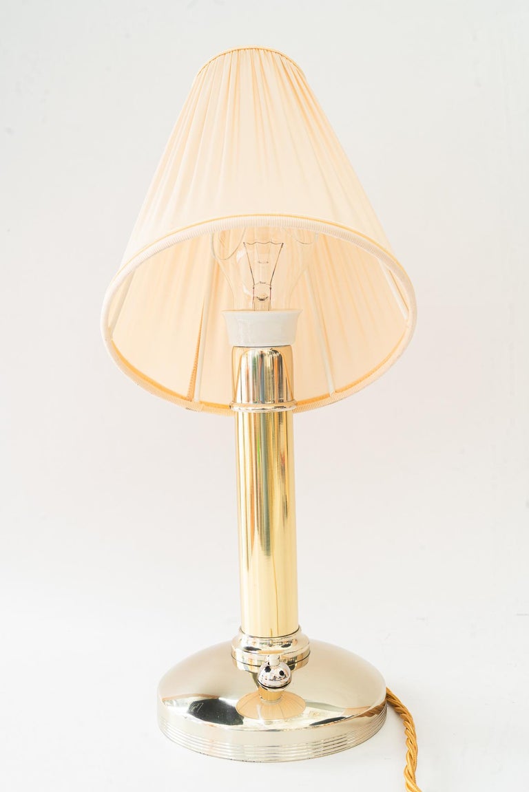 Art Deco alpacabrass table lamp with fabric shade vienna around 1920s