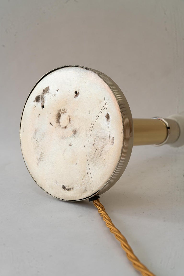 Art Deco alpacabrass table lamp with fabric shade vienna around 1920s