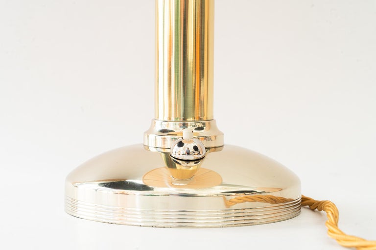 Art Deco alpacabrass table lamp with fabric shade vienna around 1920s