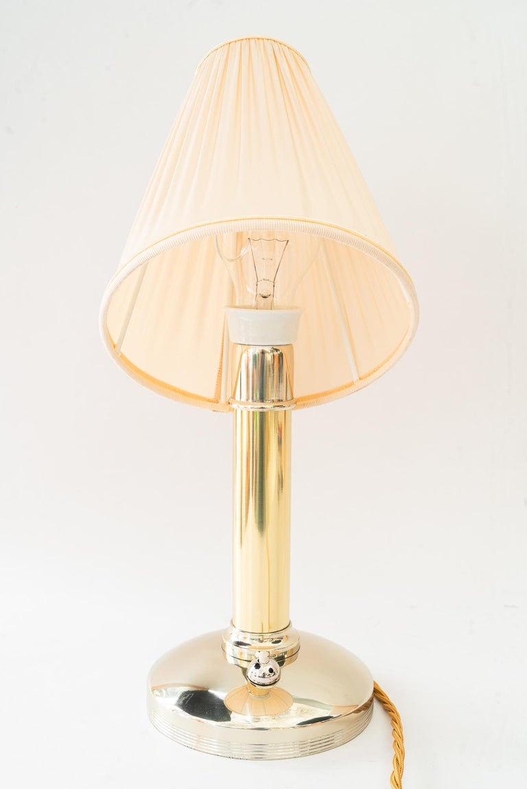 Art Deco alpacabrass table lamp with fabric shade vienna around 1920s