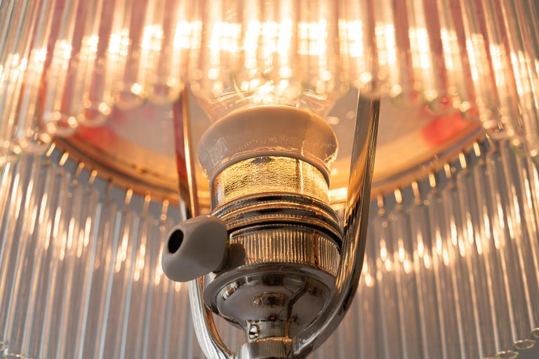 Art Deco nickel - plated table lamp with palme koenig glass shade 1920s