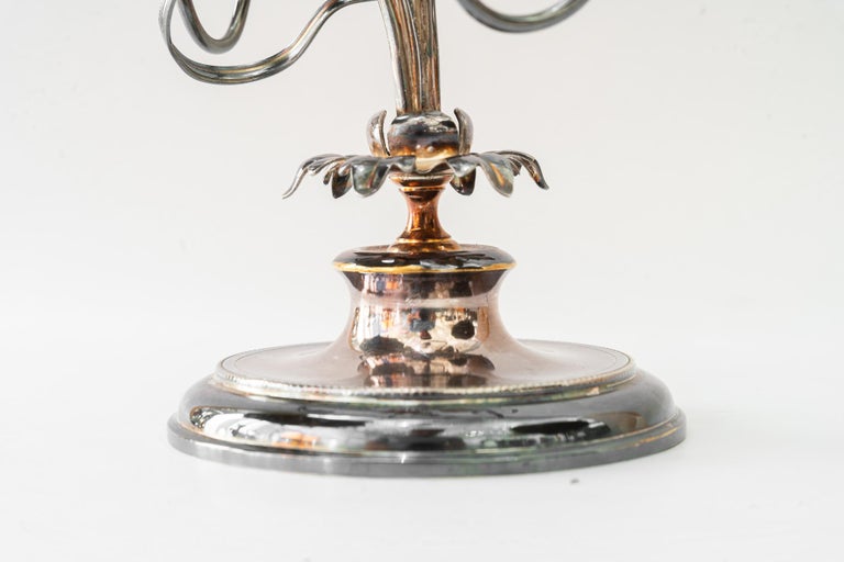 Brass silvered jugendstil candle holder for 3 candles vienna around 1908