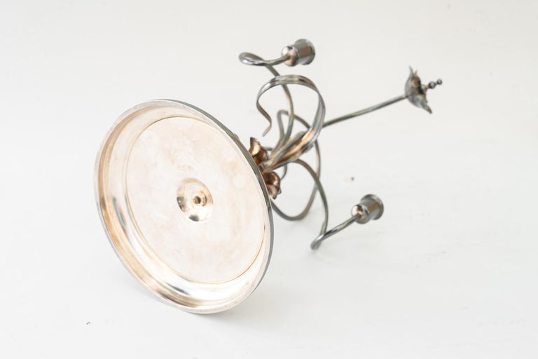 Brass silvered jugendstil candle holder for 3 candles vienna around 1908
