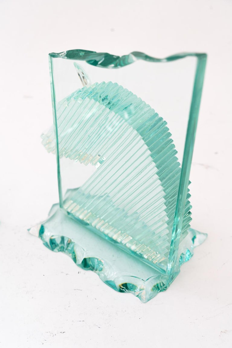 Glass bookends showing horse heads vienna around 1970s