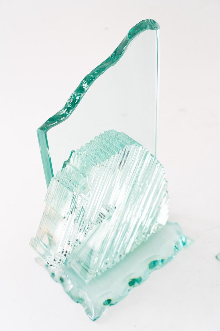 Glass bookends showing horse heads vienna around 1970s