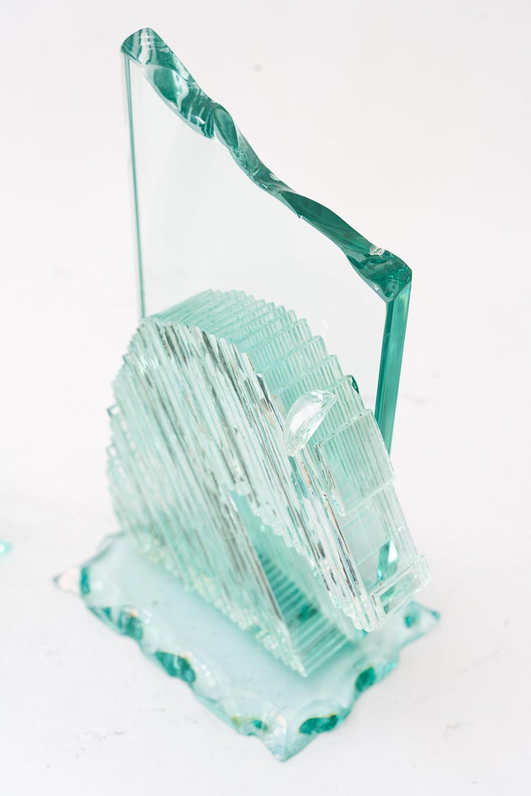 Glass bookends showing horse heads vienna around 1970s
