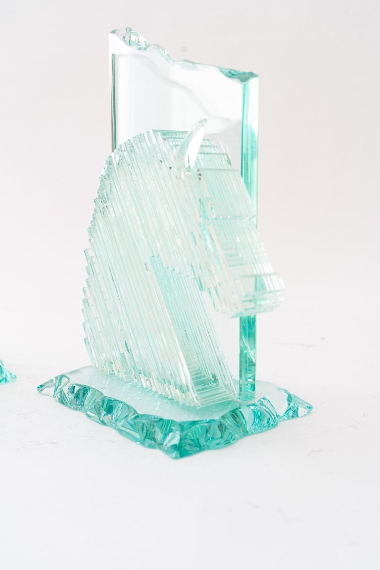Glass bookends showing horse heads vienna around 1970s
