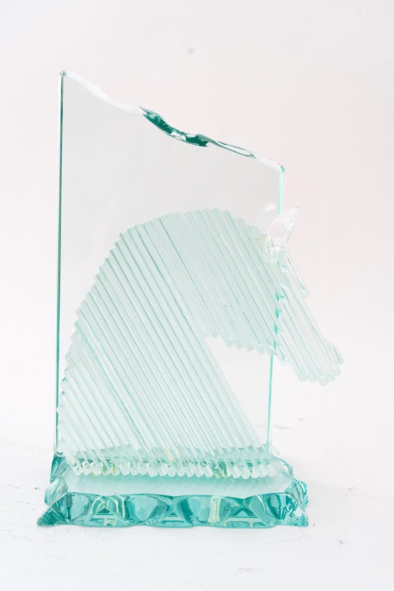 Glass bookends showing horse heads vienna around 1970s