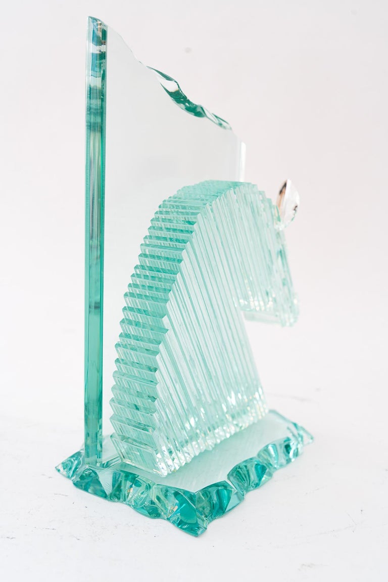 Glass bookends showing horse heads vienna around 1970s