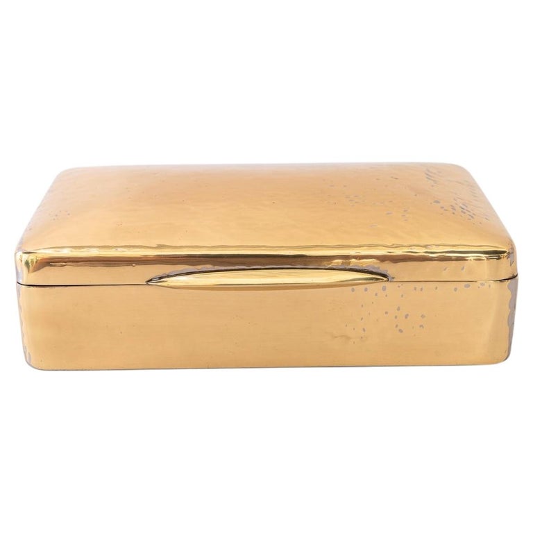 Hammered Art Deco Brass Jewelry Box vienna around 1920s