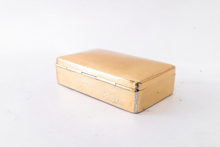 Hammered Art Deco Brass Jewelry Box vienna around 1920s