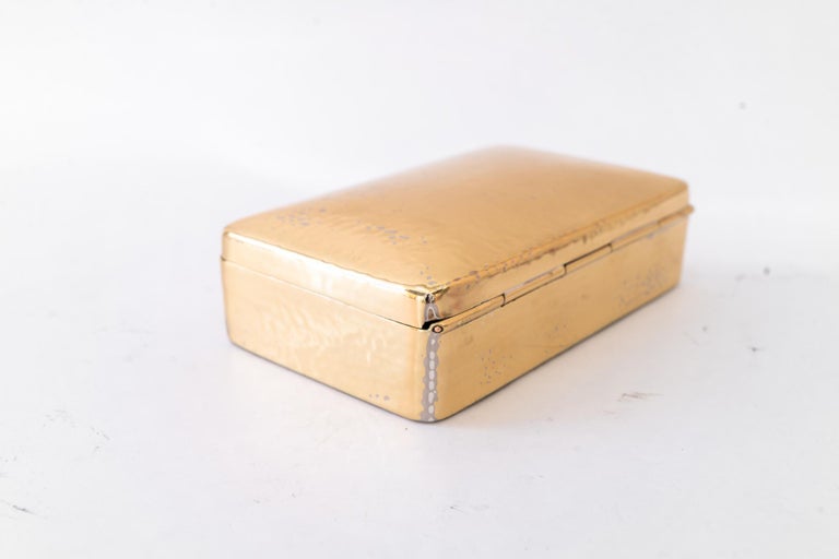 Hammered Art Deco Brass Jewelry Box vienna around 1920s