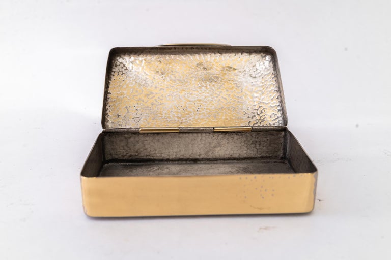 Hammered Art Deco Brass Jewelry Box vienna around 1920s