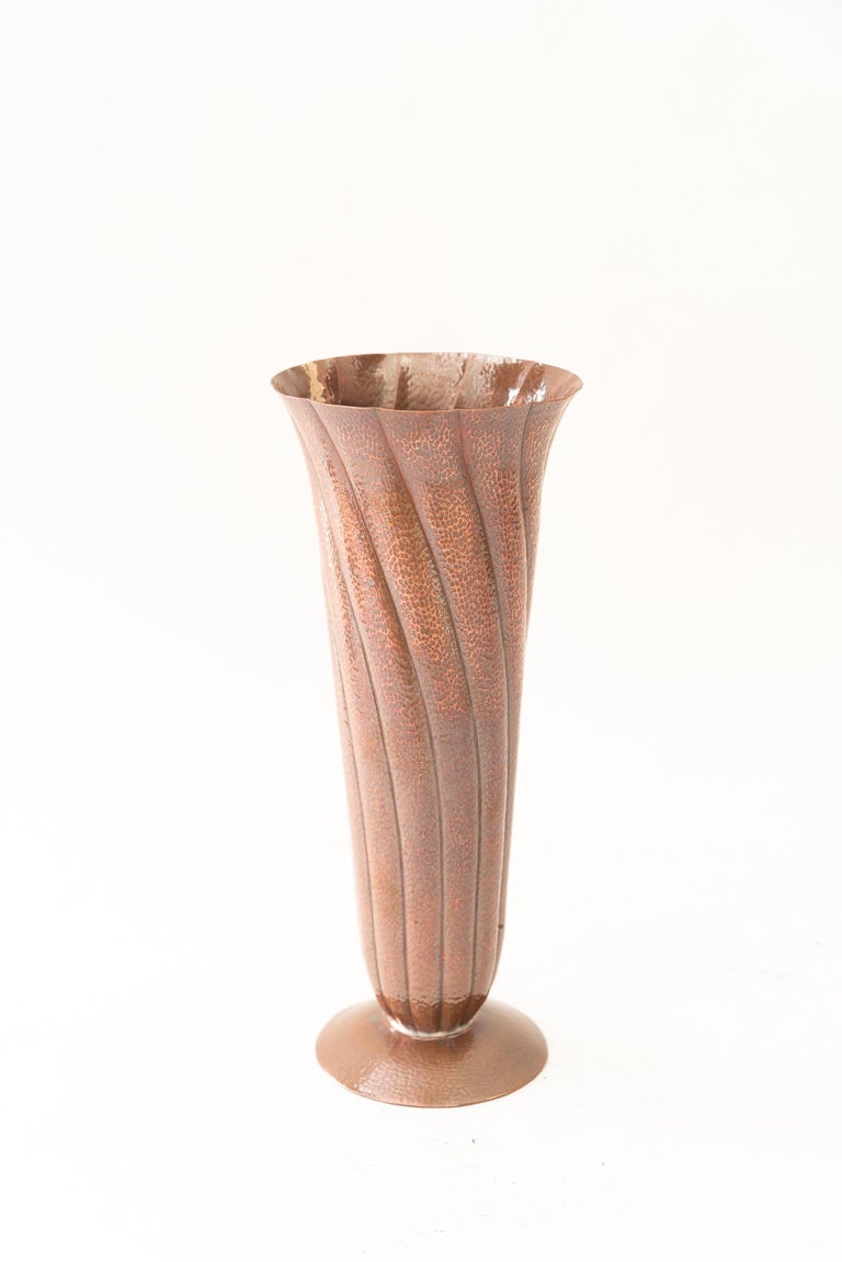 Hammered handmade art deco copper vase around 1920s