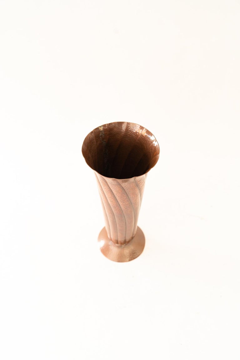 Hammered handmade art deco copper vase around 1920s