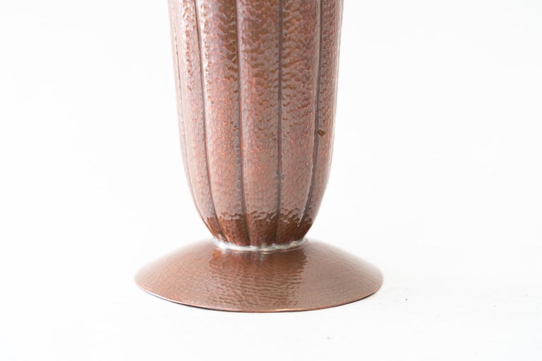 Hammered handmade art deco copper vase around 1920s