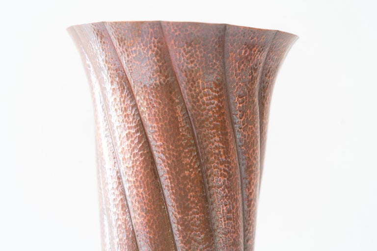 Hammered handmade art deco copper vase around 1920s