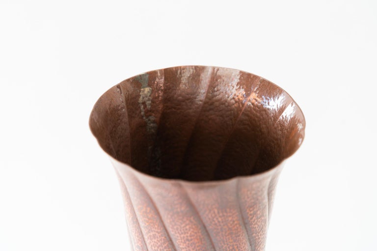 Hammered handmade art deco copper vase around 1920s