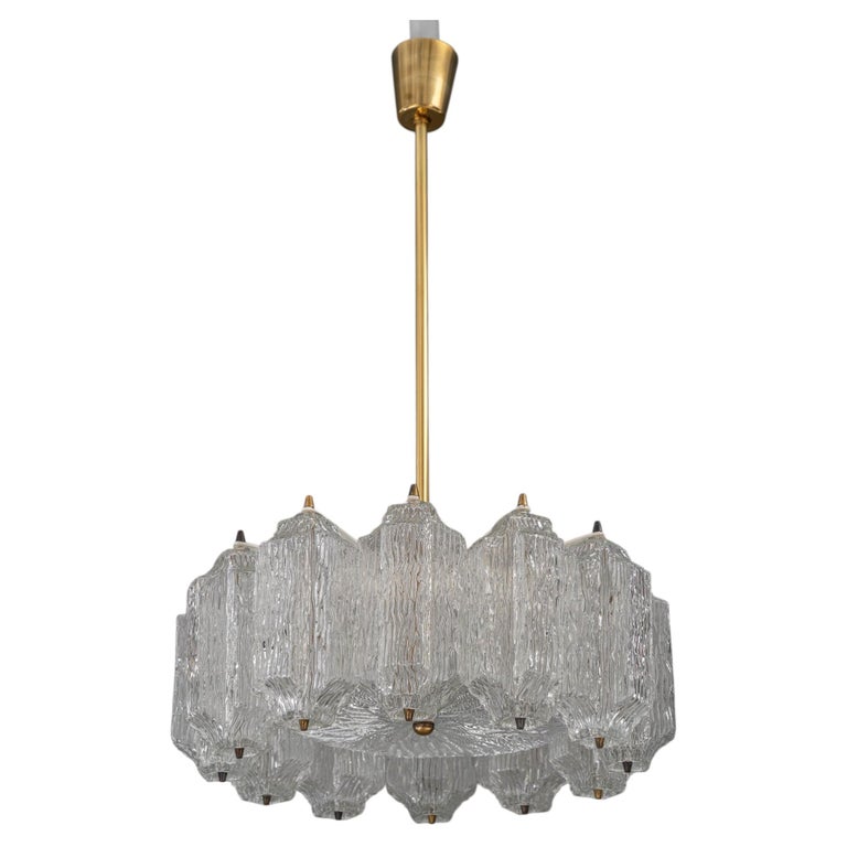 Ice Glass Kalmar Chandelier, circa 1950s