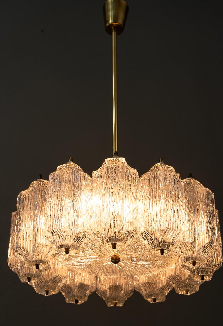 Ice Glass Kalmar Chandelier, circa 1950s