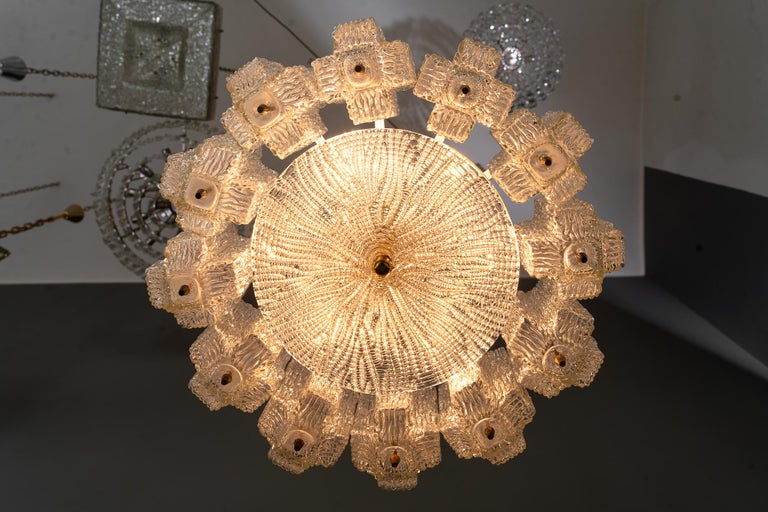 Ice Glass Kalmar Chandelier, circa 1950s
