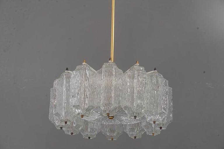 Ice Glass Kalmar Chandelier, circa 1950s