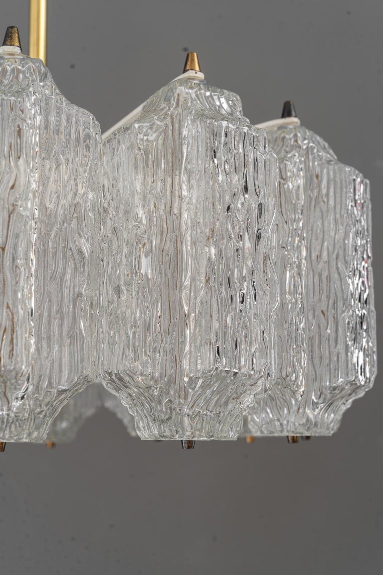 Ice Glass Kalmar Chandelier, circa 1950s