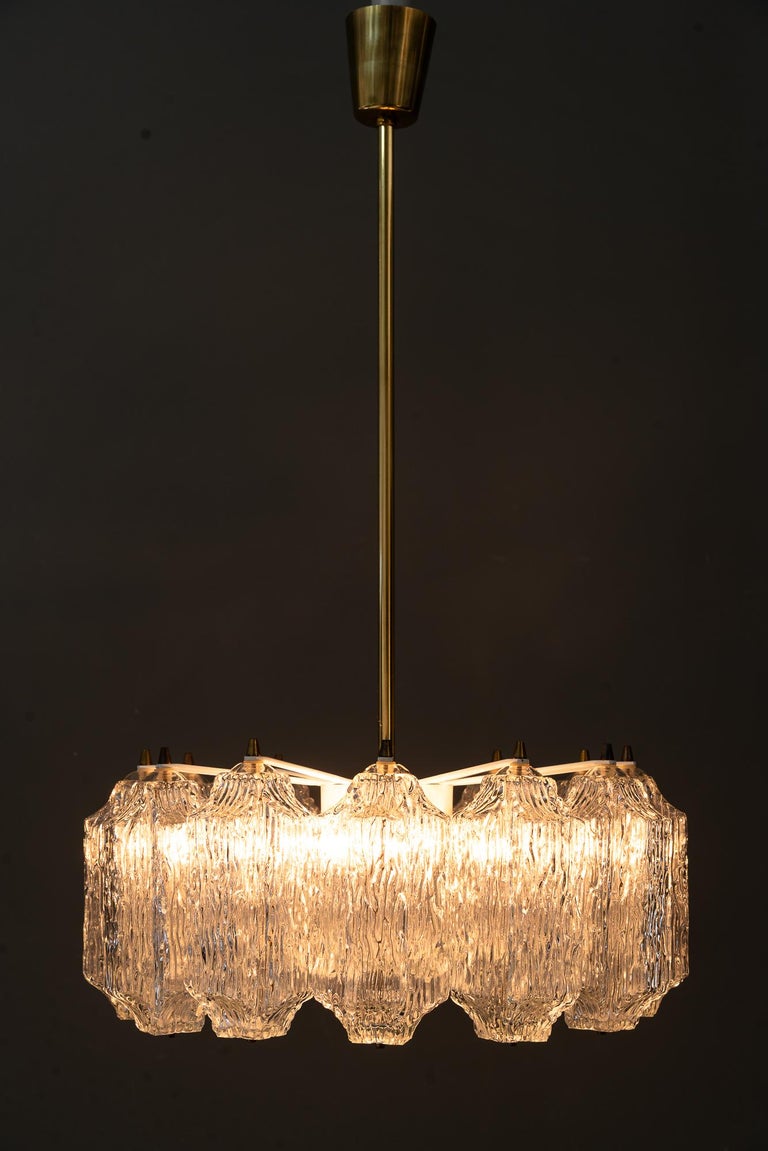 Ice Glass Kalmar Chandelier, circa 1950s