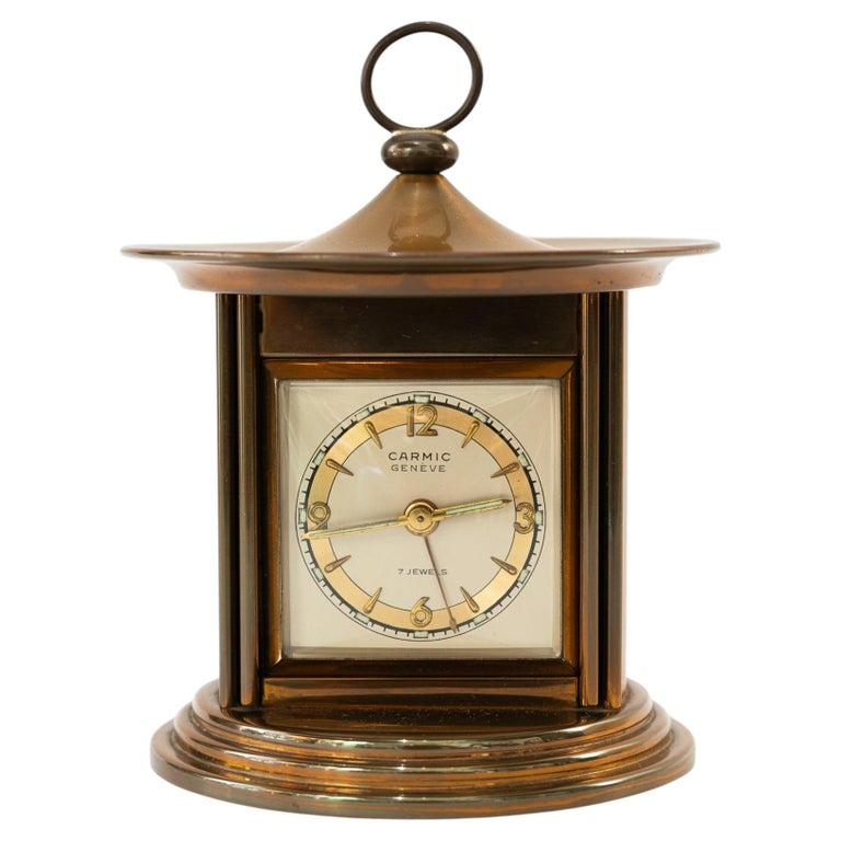 Swiss watch table clock carmic geneve 7 jewels around 1950s