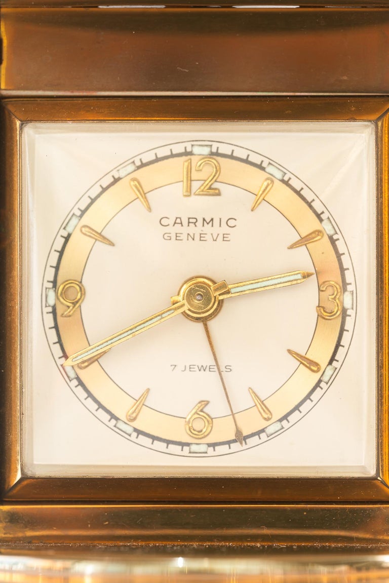 Swiss watch table clock carmic geneve 7 jewels around 1950s