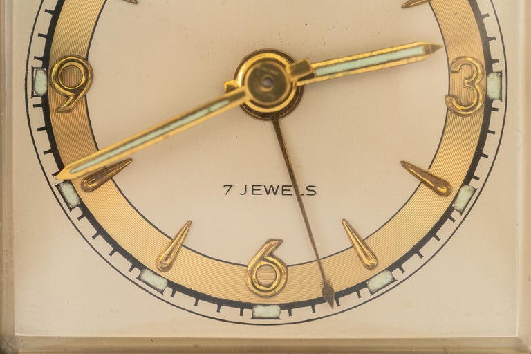 Swiss watch table clock carmic geneve 7 jewels around 1950s