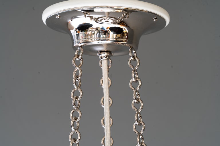 2 Nickel-plated ceiling lamps with glass sticks vienna around 1920
