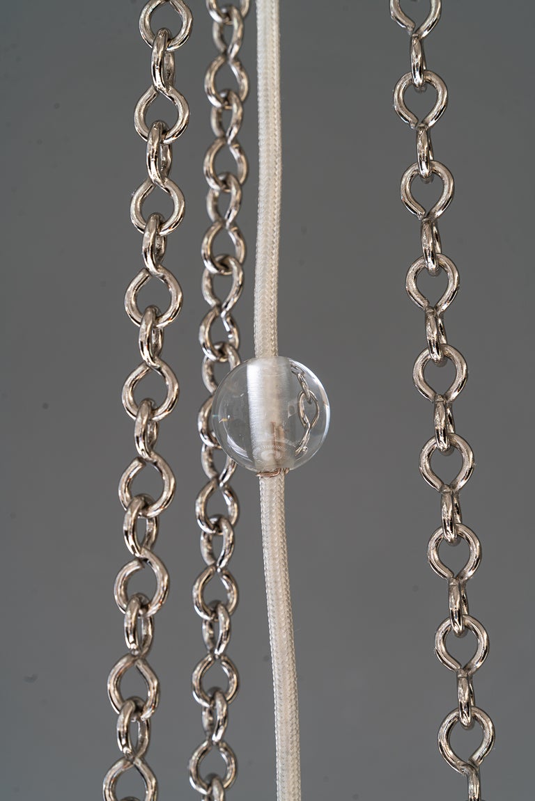 2 Nickel-plated ceiling lamps with glass sticks vienna around 1920