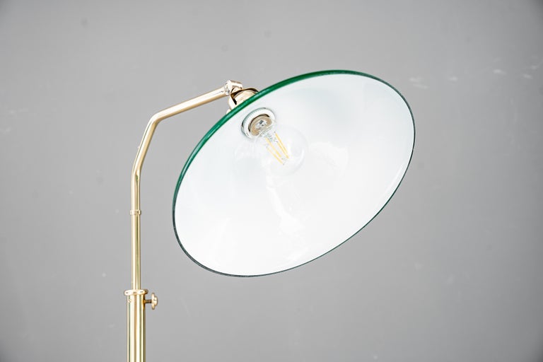 Adjustable Art Deco floor lamp with original green shade vienna around 1920s