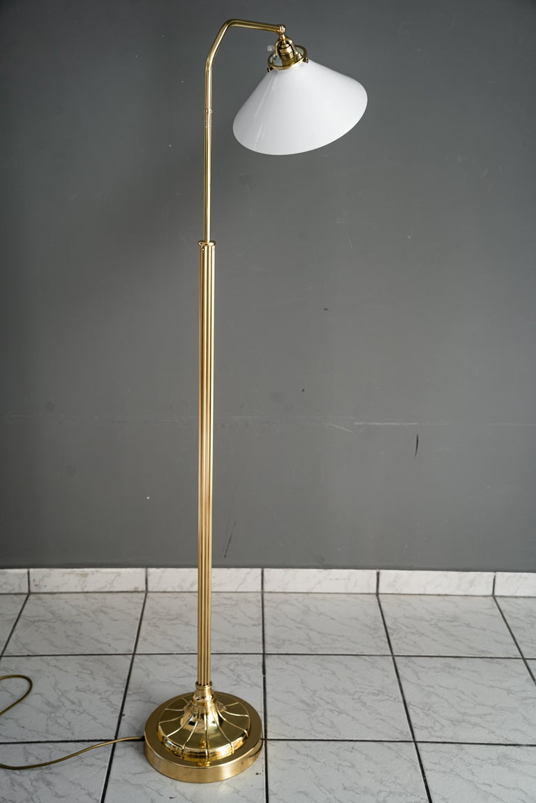 Adjustable Art Deco floor lamp with white opal glass shade vienna around 1920s