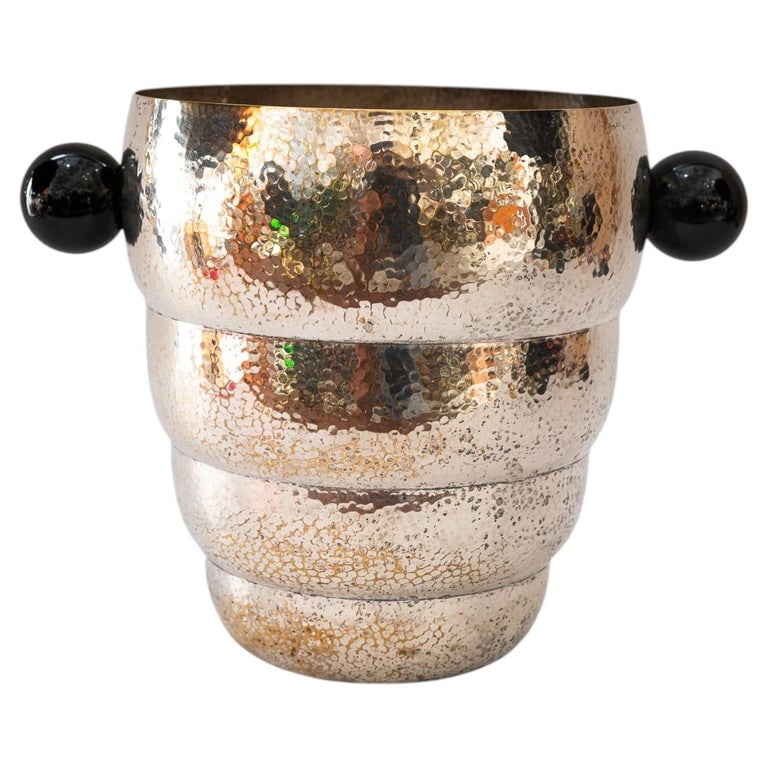 Art Deco Hammered Argentor champagne bucket ( silvered ) around 1920s