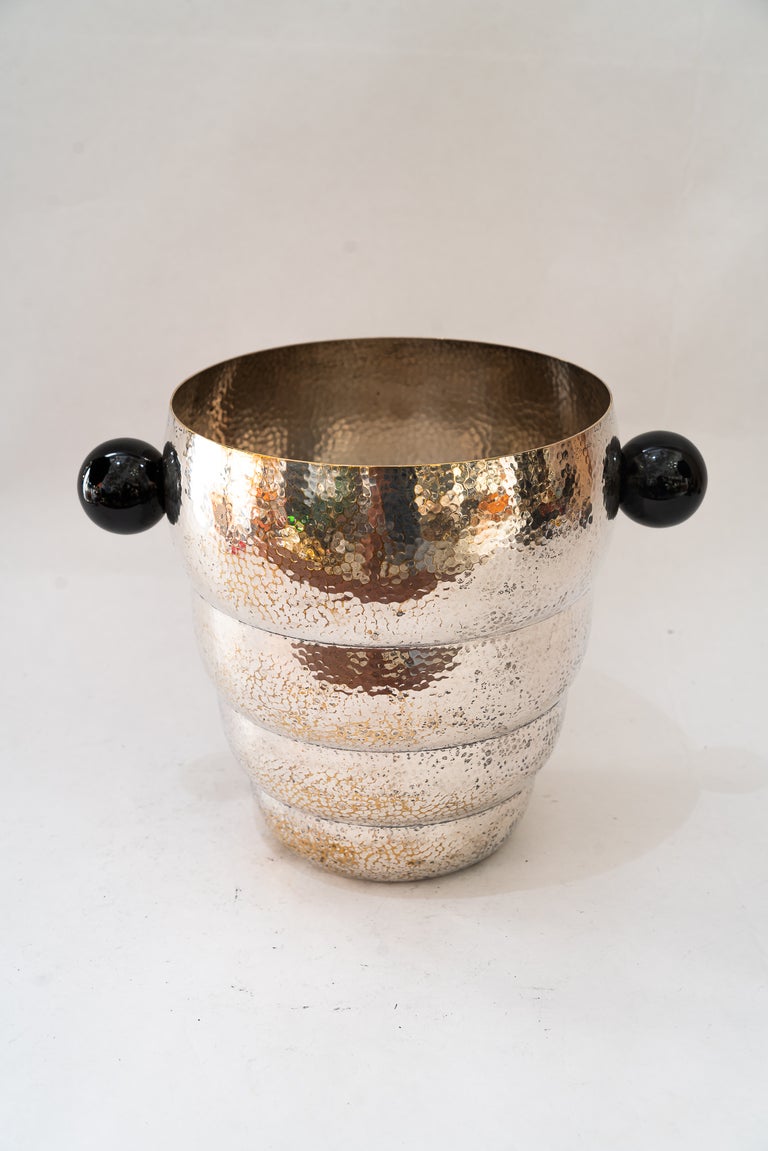 Art Deco Hammered Argentor champagne bucket ( silvered ) around 1920s