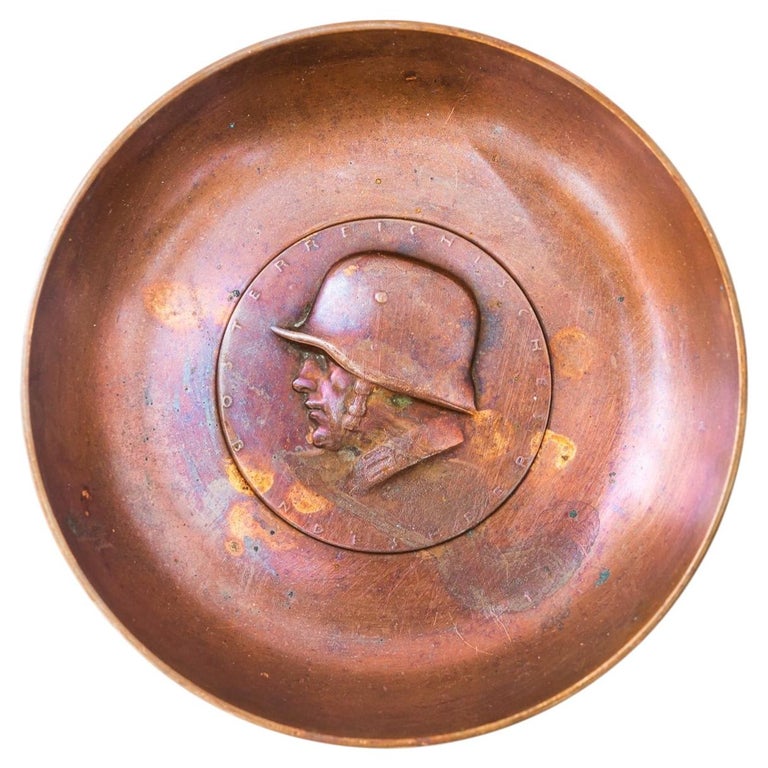 Austrian Army brass bowl with soldier head vienna around 1920s