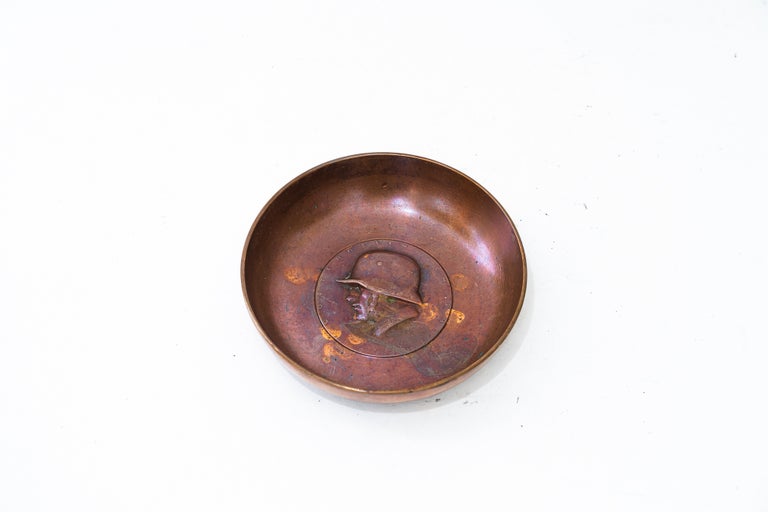 Austrian Army brass bowl with soldier head vienna around 1920s