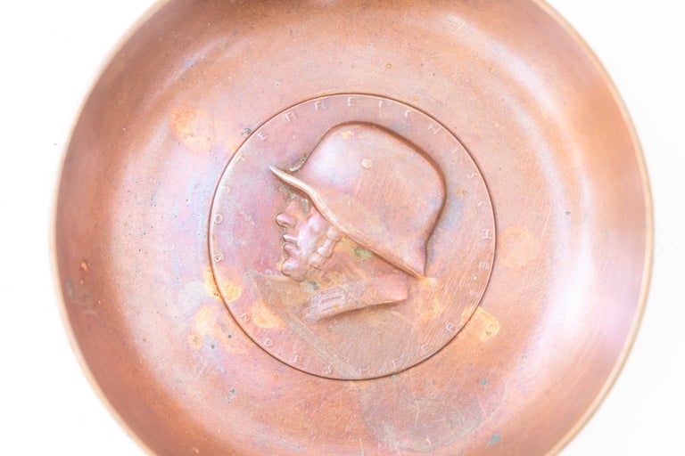 Austrian Army brass bowl with soldier head vienna around 1920s