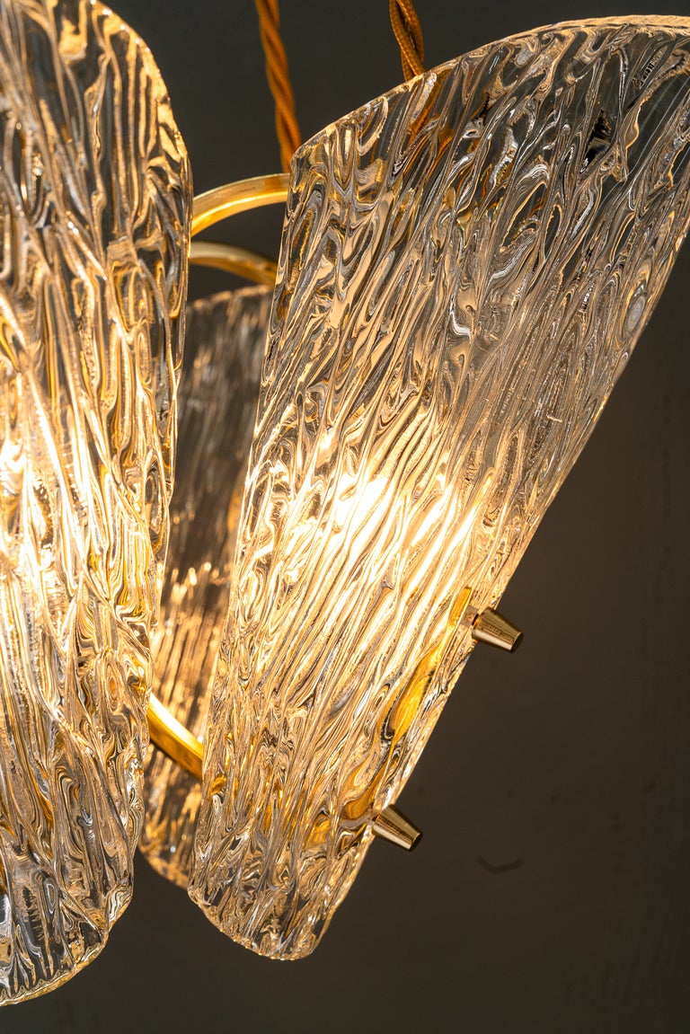 Beautiful Klamar chandelier with textured glass, circa 1950s