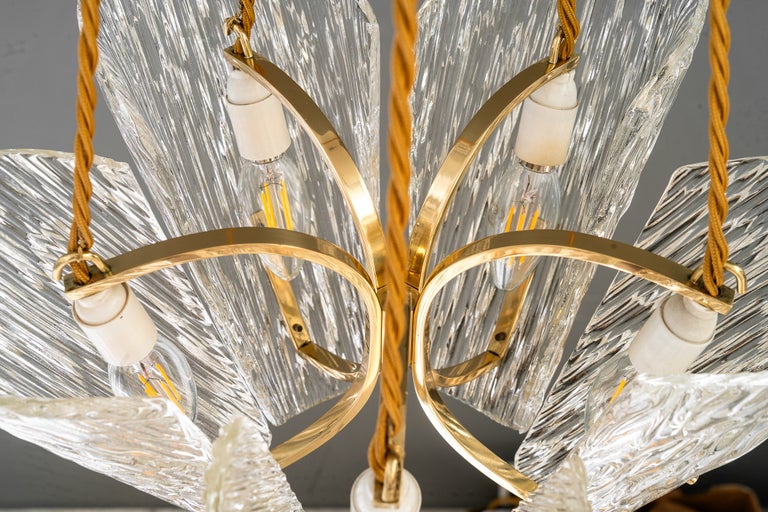 Beautiful Klamar chandelier with textured glass, circa 1950s